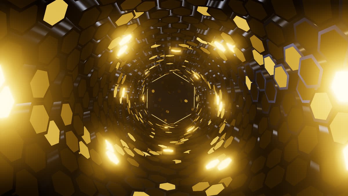 A bright honeycomb tunnel with light at its centre, representing a clear choice of partner