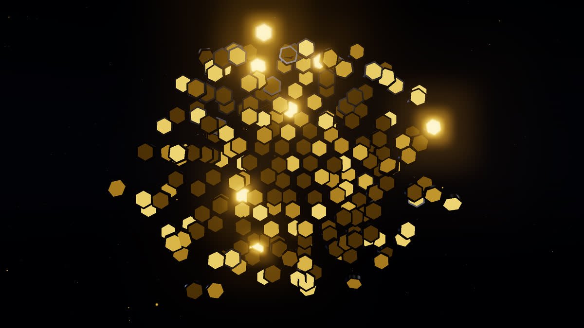 A cluster of glowing honeycomb cells, representing a business standing out in local search
