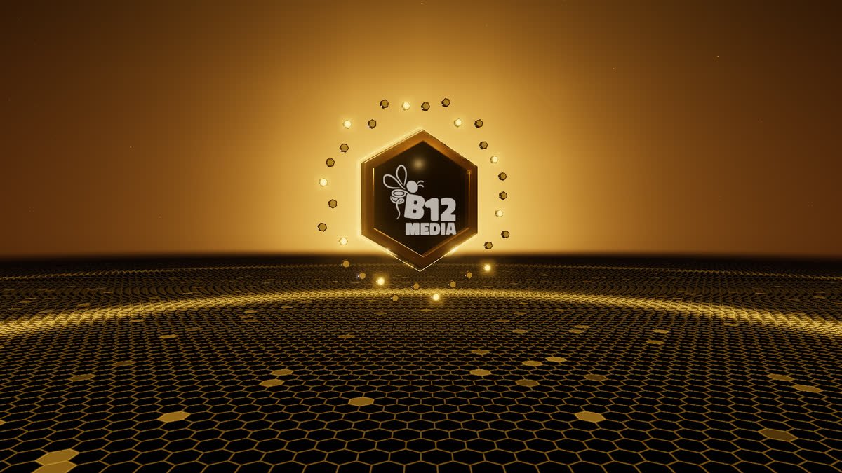 A glowing hexagon above a golden honeycomb horizon, representing visibility in AI search